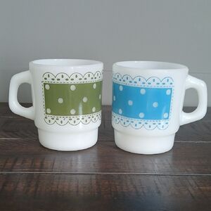 ☕️Anchor Hocking Fire King Milk Glass Mugs Vintage